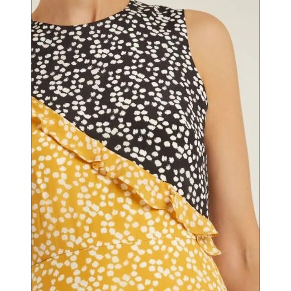 Saloni Agnes Knot Print Silk Crepe De Chine Dress Size 2 Multicolor Combo - Picture 3 of 8